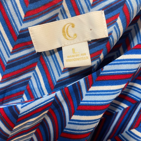 Women Large Pretty Red White Blue Chevron Spaghetti Strap Spring Tank Top Summer - Picture 5 of 6